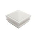 5" x 5" Haven Scallop Lens Low Voltage (Warm White LED) Lighted Vinyl Post Cap - White