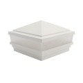 5" x 5" Haven Scallop Lens Low Voltage (Warm White LED) Lighted Vinyl Post Cap - White