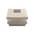 4" Sq. Neptune Scallop Lens Solar LED Lighted Vinyl Post Cap for Vinyl Fence and Railing (Almond) (simple6)