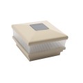 4" Sq. Neptune Scallop Lens Solar LED Lighted Vinyl Post Cap for Vinyl Fence and Railing (Almond) (simple6)