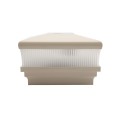 4" Sq. Neptune Scallop Lens Solar LED Lighted Vinyl Post Cap for Vinyl Fence and Railing (Almond) (simple6)