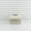 4" Sq. Neptune Scallop Lens Solar LED Lighted Vinyl Post Cap for Vinyl Fence and Railing (Almond) (simple6)