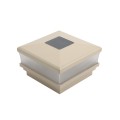 4" Sq. Neptune Scallop Lens Solar LED Lighted Vinyl Post Cap for Vinyl Fence and Railing (Almond) (simple6)