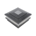 5" Sq. Cape May Scallop Lens Solar LED Lighted Vinyl Post Cap for Vinyl Fence and Railing (Hammertone Black)