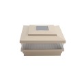 5" Sq. Cape May Scallop Lens Solar LED Lighted Vinyl Post Cap for Vinyl Fence and Railing (Khaki)