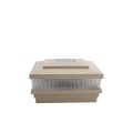 5" Sq. Cape May Scallop Lens Solar LED Lighted Vinyl Post Cap for Vinyl Fence and Railing (Khaki)