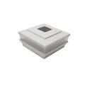 5" Sq. Cape May Scallop Lens Solar LED Lighted Vinyl Post Cap for Vinyl Fence and Railing (White)