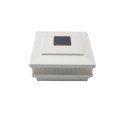 5" Sq. Cape May Scallop Lens Solar LED Lighted Vinyl Post Cap for Vinyl Fence and Railing (White)