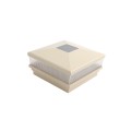 5" Sq. Neptune Scallop Lens Solar LED Lighted Vinyl Post Cap for Vinyl Fence and Railing (Almond)