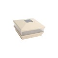 5" Sq. Neptune Scallop Lens Solar LED Lighted Vinyl Post Cap for Vinyl Fence and Railing (Almond)