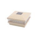 5" Sq. Neptune Scallop Lens Solar LED Lighted Vinyl Post Cap for Vinyl Fence and Railing (Beige) 