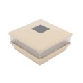 5" Sq. Neptune Scallop Lens Solar LED Lighted Vinyl Post Cap for Vinyl Fence and Railing (Beige) 