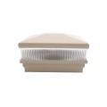 5" Sq. Neptune Scallop Lens Solar LED Lighted Vinyl Post Cap for Vinyl Fence and Railing (Khaki)