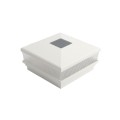 5" Sq. Neptune Scallop Lens Solar LED Lighted Vinyl Post Cap for Vinyl Fence and Railing (White)