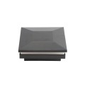 3" Sq. Ornamental Low Voltage LED Lighted Combo Vinyl Post Cap for Vinyl Fence and Railing (Cool White) Black