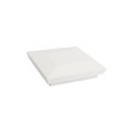 4" Sq. Ornamental Downward Low Voltage LED Lighted Vinyl Post Cap for Vinyl Fence and Railing (Cool White) White