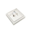 4" Sq. Ornamental Low Voltage LED Lighted Vinyl Post Cap for Vinyl Fence and Railing (Cool White) White