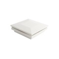 4" Sq. Ornamental Low Voltage LED Lighted Combo Vinyl Post Cap for Vinyl Fence and Railing (Warm White) White