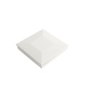 4" Sq. Ornamental Low Voltage LED Lighted Combo Vinyl Post Cap for Vinyl Fence and Railing (Warm White) White