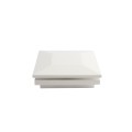 4" Sq. Ornamental Low Voltage LED Lighted Combo Vinyl Post Cap for Vinyl Fence and Railing (Warm White) White