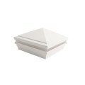 4 1/4" Sq. Ornamental Downward Low Voltage LED Lighted Vinyl Post Cap for Vinyl Fence and Railing (Warm White) White