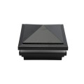 5" Sq. Ornamental Low Voltage LED Lighted Combo Vinyl Post Cap for Vinyl Fence and Railing (Cool White) Black