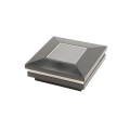 3.5" Sq. Ornamental Solar LED Lighted Vinyl Post Cap for Vinyl Fence and Railing (Black)