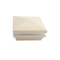 4" Sq. Neptune Halo Low Voltage LED Lighted Vinyl Post Cap for Vinyl Fence and Railing (Warm White) Almond