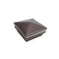 4" Sq. Neptune Halo Low Voltage LED Lighted Vinyl Post Cap for Vinyl Fence and Railing (Warm White) Antique Brown