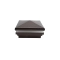 4" Sq. Neptune Halo Low Voltage LED Lighted Vinyl Post Cap for Vinyl Fence and Railing (Warm White) Antique Brown