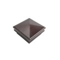 4" Sq. Neptune Halo Low Voltage LED Lighted Vinyl Post Cap for Vinyl Fence and Railing (Cool White) Antique Brown