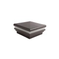 4" Sq. Neptune Halo Low Voltage LED Lighted Vinyl Post Cap for Vinyl Fence and Railing (Cool White) Antique Brown