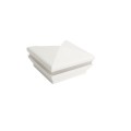 4" Sq. Neptune Halo Low Voltage LED Lighted Vinyl Post Cap for Vinyl Fence and Railing (Cool White) White