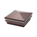 6" Sq. Neptune Halo Low Voltage LED Lighted Vinyl Post Cap for Vinyl Fence and Railing (Warm White) Antique Copper