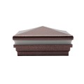 6" Sq. Neptune Halo Low Voltage LED Lighted Vinyl Post Cap for Vinyl Fence and Railing (Warm White) Antique Copper