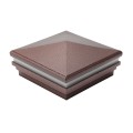 6" Sq. Neptune Halo Low Voltage LED Lighted Vinyl Post Cap for Vinyl Fence and Railing (Warm White) Antique Copper