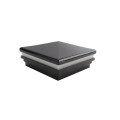 6" Sq. Neptune Halo Low Voltage LED Lighted Vinyl Post Cap for Vinyl Fence and Railing (Warm White) Hammertone Black