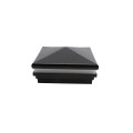6" Sq. Neptune Halo Low Voltage LED Lighted Vinyl Post Cap for Vinyl Fence and Railing (Warm White) Hammertone Black