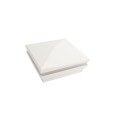 6" Sq. Neptune Halo Low Voltage LED Lighted Vinyl Post Cap for Vinyl Fence and Railing (Warm White) White
