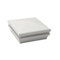 6" Sq. Neptune Halo Low Voltage LED Lighted Vinyl Post Cap for Vinyl Fence and Railing (Cool White) White (simple6)