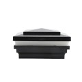 3.625" Sq. Cape May Halo Low Voltage LED Lighted Vinyl Post Cap for Vinyl Fence and Railing (Cool White) Hammertone Black