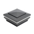 3.625" Sq. Cape May Halo Low Voltage LED Lighted Vinyl Post Cap for Vinyl Fence and Railing (Cool White) Hammertone Black
