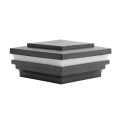 3.625" Sq. Cape May Halo Low Voltage LED Lighted Vinyl Post Cap for Vinyl Fence and Railing (Cool White) Hammertone Black