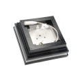 3.625" Sq. Cape May Halo Low Voltage LED Lighted Vinyl Post Cap for Vinyl Fence and Railing (Cool White) Hammertone Black