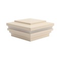 4" Sq. Cape May Halo Low Voltage LED Lighted Vinyl Post Cap for Vinyl Fence and Railing (Cool White) Beige