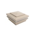 4" Sq. Cape May Halo Low Voltage LED Lighted Vinyl Post Cap for Vinyl Fence and Railing (Warm White) Khaki