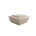 4" Sq. Cape May Halo Low Voltage LED Lighted Vinyl Post Cap for Vinyl Fence and Railing (Warm White) Khaki
