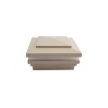 4" Sq. Cape May Halo Low Voltage LED Lighted Vinyl Post Cap for Vinyl Fence and Railing (Warm White) Khaki