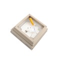 4" Sq. Cape May Halo Low Voltage LED Lighted Vinyl Post Cap for Vinyl Fence and Railing (Warm White) Khaki