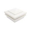 4" Sq. Cape May Halo Low Voltage LED Lighted Vinyl Post Cap for Vinyl Fence and Railing (Cool White) White